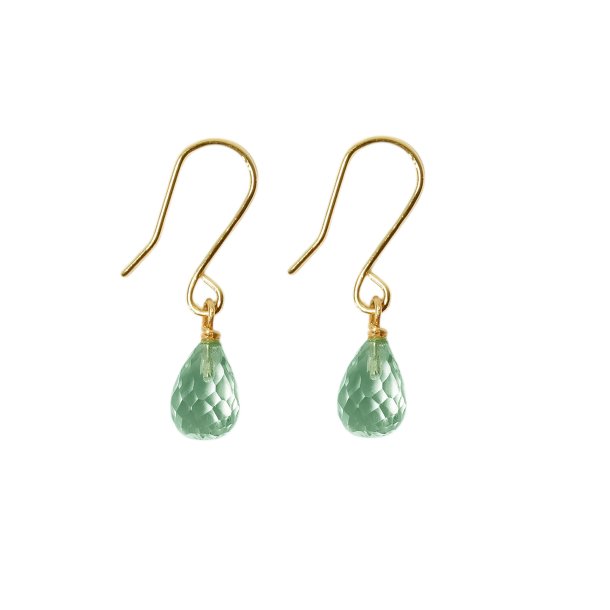 14k Earrings w.Faceted Green Amethyst