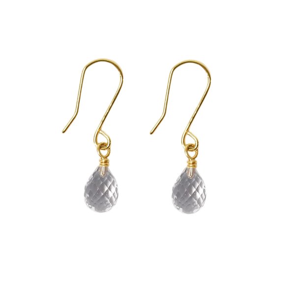 14K Earrings w.Faceted Mountain Crystal