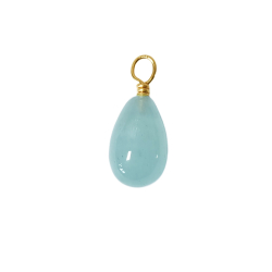 18kt vedhng med drbeformet Akvamarin