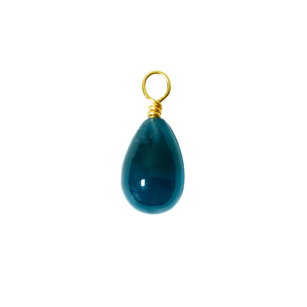18kt vedhng med drbeformet London Blue Topas