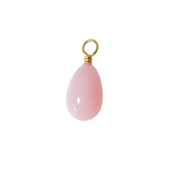 9kt vedhng med drbeformet glat Pink Opal
