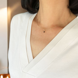 14kt vedhng med facetteret sort diamant