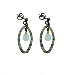 reringe - Oxyderet/forgyldt m.Akvamarin