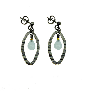 reringe - Oxyderet/forgyldt m.Akvamarin