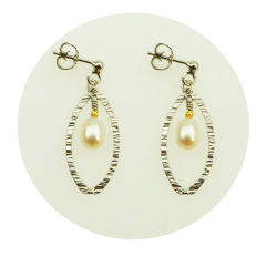 reringe - Rhodineret/forgyldt m.Hvid Ferskvandsperle