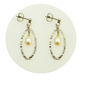 reringe - Rhodineret/forgyldt m.Hvid Ferskvandsperle