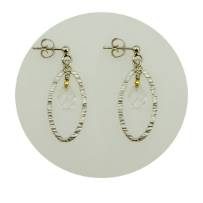 reringe - Rhodineret/forgyldt m.Bjerg Krystal