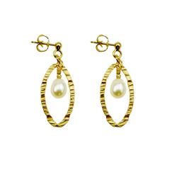 reringe - Forgyldt m.Hvid Ferskvandsperle