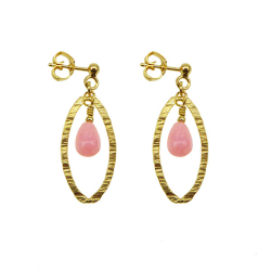 reringe - Forgyldt m.Pink Opal