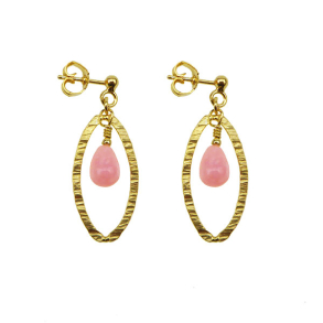 reringe - Forgyldt m.Pink Opal