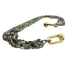 Armbnd &amp; Halskde - 6 rk.Oxideret Rustik/Hamret m.Forgyldt Magnetls