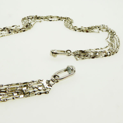 Armbnd &amp; Halskde - 6 rk.Rhodineret Rustik/Hamret m.Magnetls