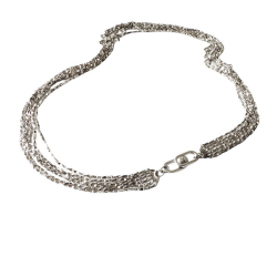 Armbnd &amp; Halskde - 6 rk.Rhodineret Rustik/Hamret m.Magnetls