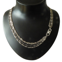 Armbnd &amp; Halskde - 6 rk.Rhodineret Rustik/Hamret m.Magnetls