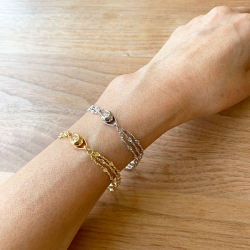 Armbnd &amp; Halskde - 3 rk.Rhodineret Roset med Magnetls