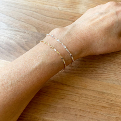 Armbnd eller halskde - Roset kde m.aflange led i Blank Sterlingslv - 2mm