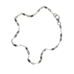 Armbnd eller halskde - Roset kde m.aflange led i Blank Sterlingslv - 2mm