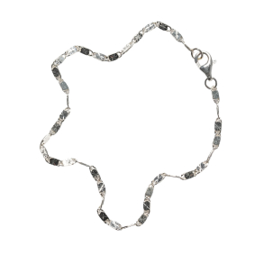 Armbnd eller halskde - Roset kde m.aflange led i Blank Sterlingslv - 2mm