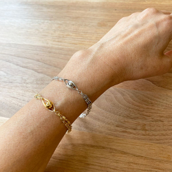 Armbnd &amp; Halskde - 3 rk. Rhodineret Roset med Magnetls