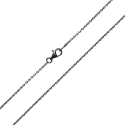 Armbnd &amp; Halskde - Anker Facet - Sterlingslv &amp; Sort Rhodineret 0,4mm