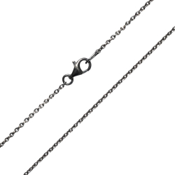 Armbnd &amp; Halskde - Anker Facet - Sterlingslv &amp; Sort Rhodineret 0,5mm