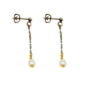 reringe i  oxideret Sterlingslv m.9/14kt guld & Ferskvandsperle