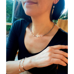 Armbnd &amp; halskde Sterlingslv med 9kt guld og ferskvandsperle