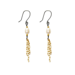 reringe i oxideret Sterlingslv m.14kt guld &amp; Ferskvandsperle