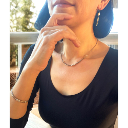 Armbnd i Sterlingslv m.14kt guld &amp; ferskvandsperler