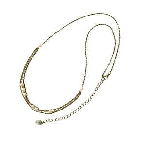 Halskde i sterlingslv m.14kt guld & ferskvandsperler