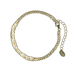 Armbnd i Sterlingslv m.9kt guld &amp; ferskvandsperler