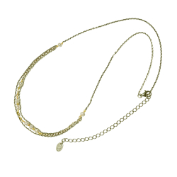 Halskde i sterlingslv m.14kt guld &amp; ferskvandsperler