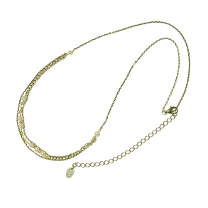 Halskde i sterlingslv m.14kt guld & ferskvandsperler