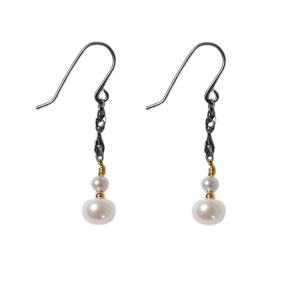 reringe - sterlingslv oxyderet/forgyldt med ferskvandsperler