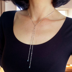 Halskde i rhodineret sterlingslv med ametyst