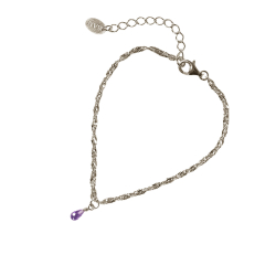 Armbnd i Rhodineret Sterlingslv med Ametyst