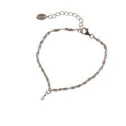 Armbnd i Rhodineret Sterlingslv med Ferskvandsperle