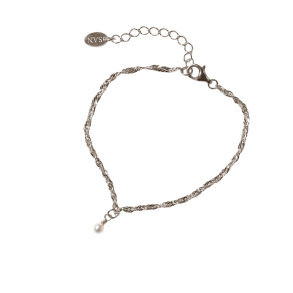 Armbnd i Rhodineret Sterlingslv med Ferskvandsperle