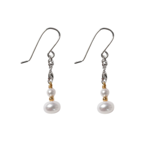 reringe i sterlingslv rhodineret/forgyldt med ferskvandsperler