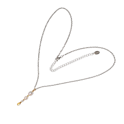 Rhodineret/forgyldt halskde med ferskvandsperler &amp; citrin