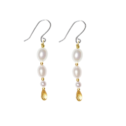 Rhodineret/forgyldt reringe med Ferskvandsperler &amp; Citrin