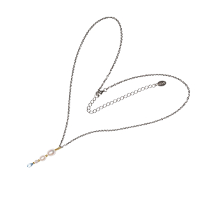 Rhodineret/forgyldt halskde med Ferskvandsperler & Topas