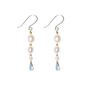 Rhodineret/forgyldt reringe med Ferskvandsperler & Topas