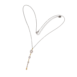 Rhodineret/forgyldt halskde med ferskvandsperler &amp; citrin