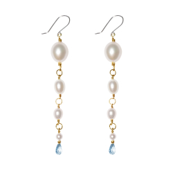 Rhodineret/forgyldt reringe med ferskvandspler &amp; topas