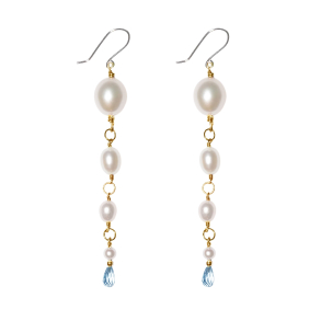 Rhodineret/forgyldt reringe med ferskvandspler & topas