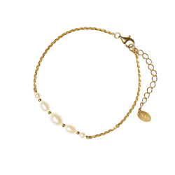 Forgyldt armbnd med Ferskvandsperler