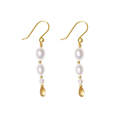 Forgyldt reringe med ferskvandsperler &amp; citrin