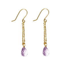 Forgyldt reringe med Pink ametyst