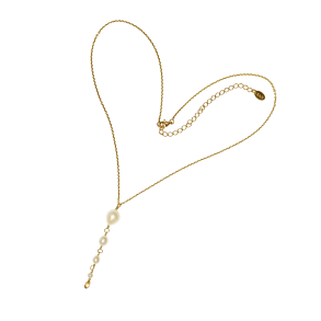 Forgyldt halskde med ferskvandsperler & citrin